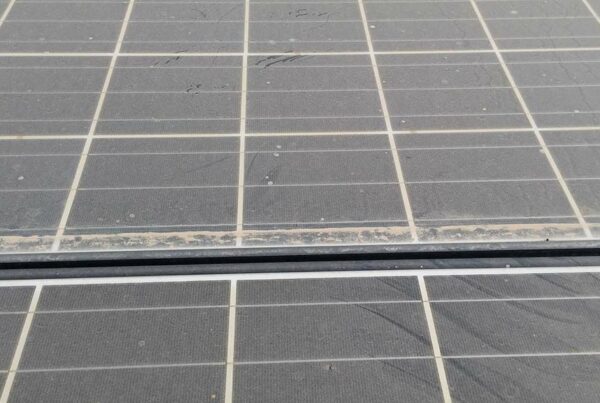 A solar panel with surface dirt